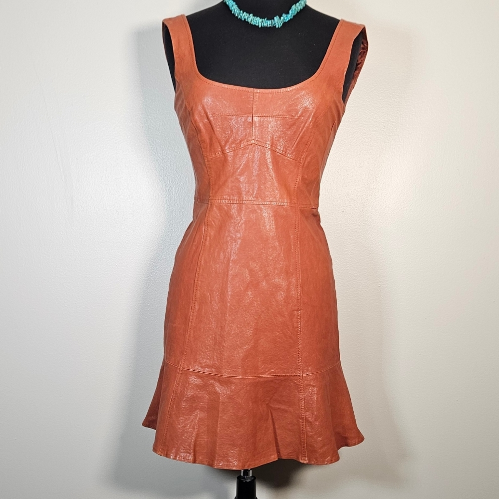 Nanette Lepore Stolen Kiss Leather Dress South Western Festival Cowgirl FIRM 4